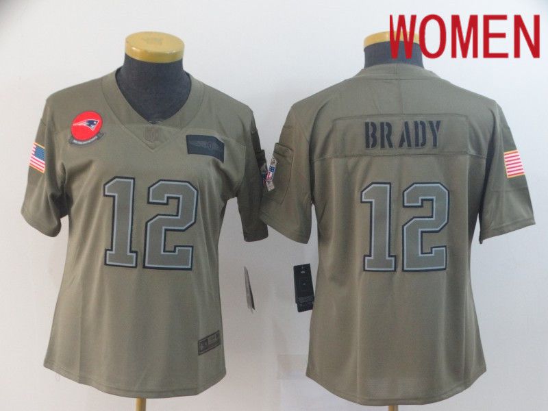 Women New England Patriots #12 Brady Nike Camo 2019 Salute to Service Limited NFL Jerseys->women nfl jersey->Women Jersey